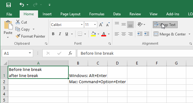 How to do alt enter on a mac for excel download